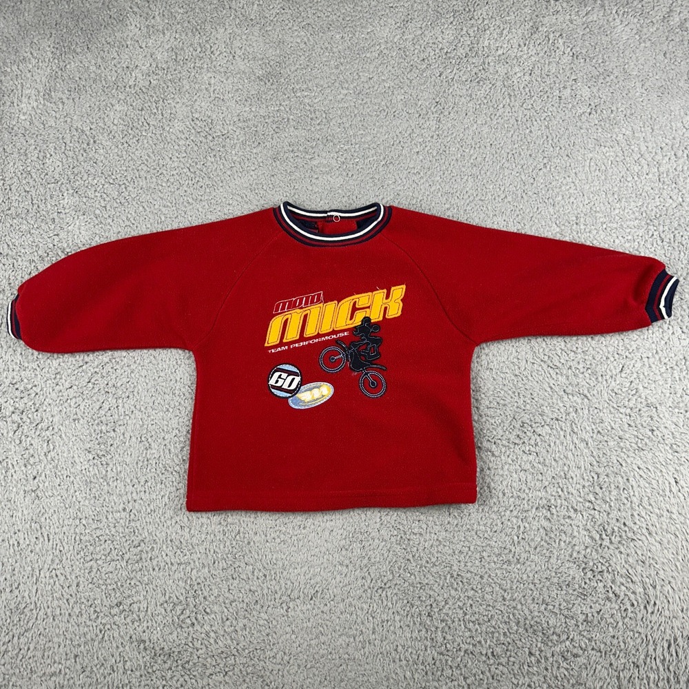 Moto Mick Toddler Sweatshirt 24M Red Fleece Pullover Team Performouse Sweater